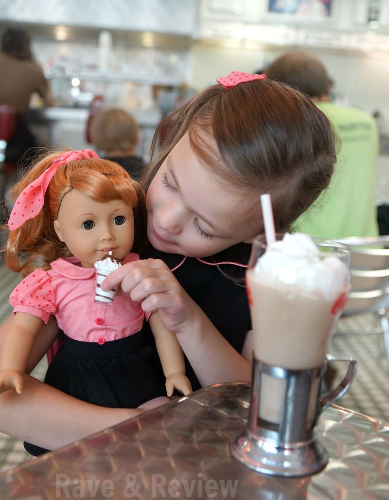 50s diner with Maryellen and mini milkshake